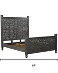 Three Piece Black Solid Wood Bedroom Set