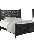 Three Piece Black Solid Wood Bedroom Set