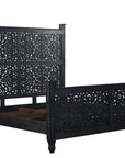 Three Piece Black Solid Wood Bedroom Set