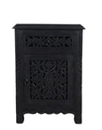 Three Piece Black Solid Wood Bedroom Set