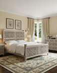 Three Piece Gray Solid Wood Bedroom Set