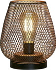 7" Black Battery Operated Novelty Bedside Lamp With Pierced Cone Shade
