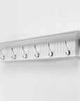 Six Hook 39" White Solid Wood Wall Mount Coat Rack