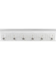 Six Hook 39" White Solid Wood Wall Mount Coat Rack