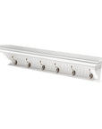Six Hook 39" White Solid Wood Wall Mount Coat Rack