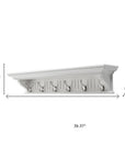 Six Hook 39" White Solid Wood Wall Mount Coat Rack