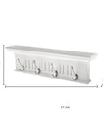 Four Hook 28" White Solid Wood Wall Mount Coat Rack