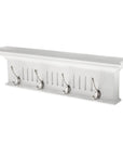Four Hook 28" White Solid Wood Wall Mount Coat Rack