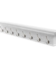 Eight Hook 51" White Solid Wood Wall Mount Coat Rack