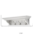 Four Hook 28" White Solid Wood Wall Mount Coat Rack