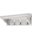 Four Hook 28" White Solid Wood Wall Mount Coat Rack