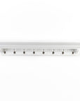 Eight Hook 51" White Solid Wood Wall Mount Coat Rack