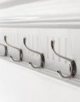 Eight Hook 51" White Solid Wood Wall Mount Coat Rack