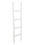 59" White Distressed Solid Wood Four Step Ladder Shelf