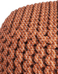 18" Orange Polyester Round Outdoor Pouf Ottoman