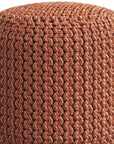 18" Orange Polyester Round Outdoor Pouf Ottoman