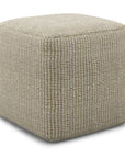 18" Cream Polyester Cube Outdoor Pouf Ottoman