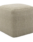 18" Cream Polyester Cube Outdoor Pouf Ottoman