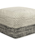 18" Gray And White Polyester Ombre Outdoor Pouf Ottoman