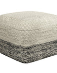 18" Gray And White Polyester Ombre Outdoor Pouf Ottoman
