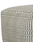 20" Natural And White Polyester Geometric Outdoor Pouf Ottoman