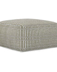 20" Natural And White Polyester Geometric Outdoor Pouf Ottoman