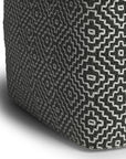 18" Gray And White Polyester Geometric Outdoor Pouf Ottoman