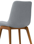 Set of Two Gray And Walnut Linen And Solid Wood Dining Parsons Chairs