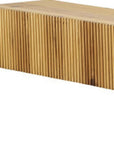 59" Natural Ribbed Texture Solid Wood Wall Mounted Mantel Floating Shelf