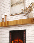 59" Natural Ribbed Texture Solid Wood Wall Mounted Mantel Floating Shelf