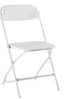 Set of Four White Metal Outdoor Folding Stacking Dining Chairs