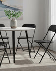 Set of Four White Metal Outdoor Folding Stacking Dining Chairs