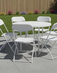 Set of Six Black Metal Outdoor Folding Stacking Dining Chairs