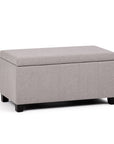 36" Taupe And Dark Brown Faux Leather And Solid Wood Upholstered Distressed Storage Bench With Flip Top