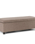 48" Dark Gray And Dark Brown Faux Linen And Solid Wood Upholstered Storage Bench With Flip Top