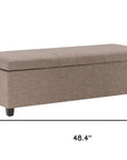 48" Dark Gray And Dark Brown Faux Linen And Solid Wood Upholstered Storage Bench With Flip Top