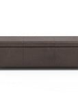 54" Saddle Brown And Dark Brown Faux Leather And Solid Wood Upholstered Storage Bench With Flip Top