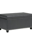 33" Cream and Espresso Faux Leather and Solid Wood Upholstered Storage Bench With Flip Top