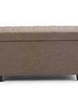 33" Fawn And Espresso Linen Blend Upholstered Storage Bench With Flip Top