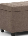 33" Fawn And Espresso Linen Blend Upholstered Storage Bench With Flip Top