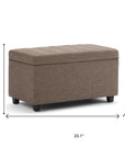33" Fawn And Espresso Linen Blend Upholstered Storage Bench With Flip Top