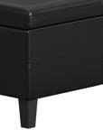 48" Black And Dark Brown Faux Leather And Solid Wood Upholstered Storage Bench With Flip Top