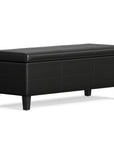 48" Black And Dark Brown Faux Leather And Solid Wood Upholstered Storage Bench With Flip Top