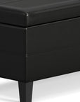 48" Black And Dark Brown Faux Leather And Solid Wood Upholstered Storage Bench With Flip Top