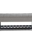 43" Gray And Espresso Tufted Faux Linen And Solid Wood Upholstered Storage Bench With Flip Top And Shelves