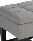 43" Gray And Espresso Tufted Faux Linen And Solid Wood Upholstered Storage Bench With Flip Top And Shelves