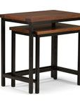 Set of Two Matte Dark Brown and Black Solid Wood and Steel Nested Tables