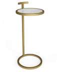 24" White and Gold Marble and Iron Round End Table