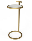 24" White and Gold Marble and Iron Round End Table
