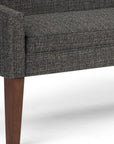 50" Dark Gray and Brown Fabric and Wood Upholstered Bench